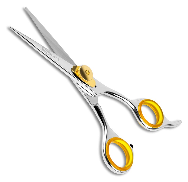 SHARF Professional 5.75â€ Straight Barber Scissors: Sharp 440c Japanese Stainless Steel Hair Cutting Shears For Men & Women| Gold Touch Series Trimming Scissors w/Easy Grip Handles - Image 5